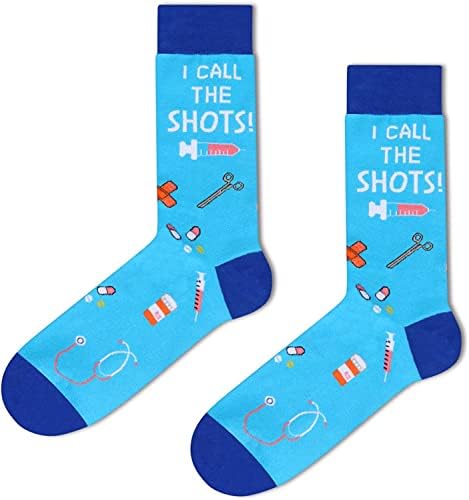 HappyPop Men Funny Golf Poker USA Game Game Medical Nurse Space Socks 2 pacote com caixa de presente
