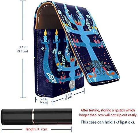 Caixa de batom com espelho Blue Blue Lip Gloss Suports portátil Batom Bolsa de Armazenamento Bolsa de Maquiagem Mini Cosmético Bolsa de Cosmética segura 3 batom