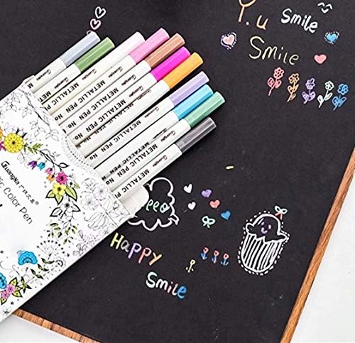Tuyoart Premium Metallic Marker canetas, conjunto de 12 cores variadas para livros para colorir adultos, pintura de rock art, fabricação
