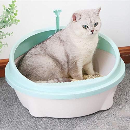 Kang-L semi-fechado com gato de gato de estimação de gato destacável caixa de areia de gato de gato bandeja de cão de gato limpo colheita em casa, suprimentos de caixa de areia plástica
