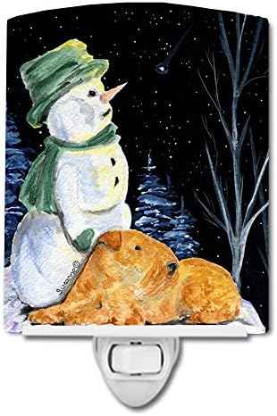 Tesouros de Caroline SS8555CNL Snowman com Lakeland Terrier Ceramic Night Light, compacto, certificado UL, ideal para quarto, banheiro, viveiro, corredor, cozinha, cozinha,