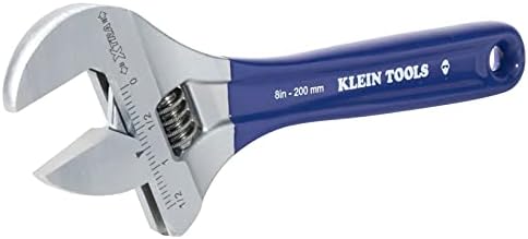 Klein Tools D509-8 Chave ajustável, chave de acionamento forjada com mandíbula extra larga com acabamento cromado polonês alto, 8 polegadas