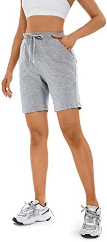 Vodi Mosa Cotton Bermuda Shorts para Mulheres 9 '' Treino confortável Executando Yoga Gym Home Womens Casual Sworts Sweat Long