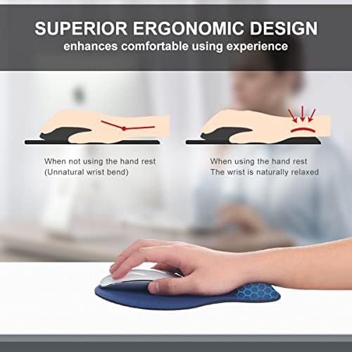 Lucocia Mouse Pad, almofada de mouse ergonômica com suporte de punho de suporte para jogos de mouse com descanso de pulso