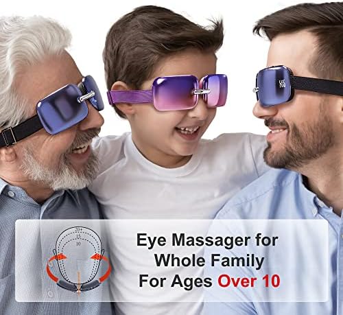 E10 Massageador ocular com calor e vibração- alívio da linhagem ocular para enxaquecas, círculos escuros, compacto