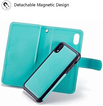 Caixa de carteira destacável para iPhone XR, capa de couro de liners de hynice com tira de tira de slots de 9 cards stap