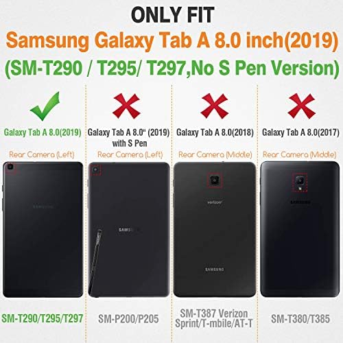 Caso de estoque de Seymac para Samsung Galaxy Tab A 8,0 '' de 2019 com protetor de tela, estojo à prova de gota para Sm-T290/T295/T297