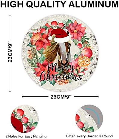 Decstic Welcome Sign Merry Christmas Round Metal Tin Sinais