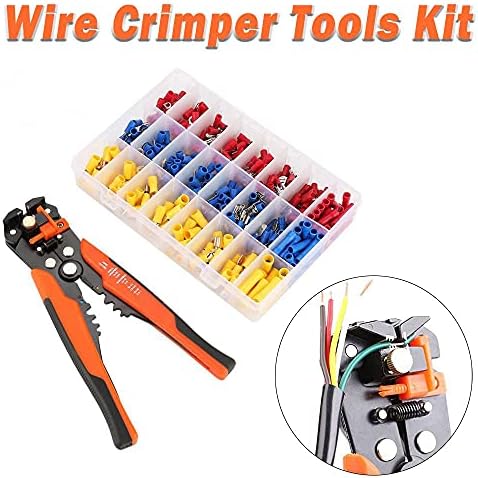 Terminais de arame kit crimper, ferramenta de crimpagem de arame de AWG22-10 e kit de conectores elétricos com conectores de fios