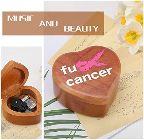 Foda -se Cancer Wooden Music Box Windup Heart Heart Pried Musical Boxes Case for Valentine Anniversary Birthday