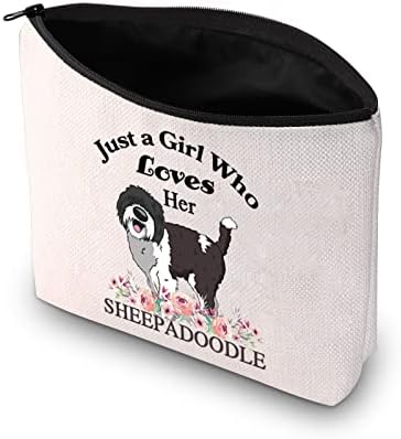 PXTIDY Sheepadoodle Dog Lover Gift Just A Who Loves Your Sheepadoodle Dog Mom maquiagem Bolsa Doodle Proprietário Zipper bolsa cosmética