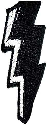 UMama Patch Conjunto de 3 mini raio de raio elétrico parafuso branco símbolo preto símbolo de desenho animado adesivo para roupas mochilas de camiseta jeans coletes de saia de cachecol saco de chapéu de cachecol em apliques bordados