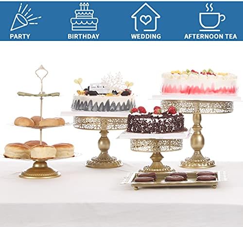 Stands de bolo de Bolatu Conjunto ， 6 PCs Bolo redondo de metal Stands Set Cupcake Stands Setting Party Party Wedding