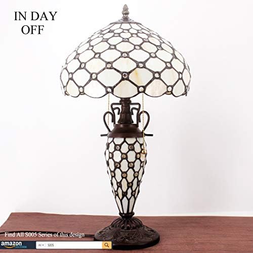 WerFactory Tiffany Style Table Lamp Lamp Stained Glass Crystal Bad Lâmpada 12x12x22 polegadas Mãe-filha Vaso de mesa Leitura