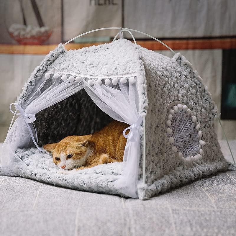 Cama de animais de estimação ， Sweet Princess Cat Bed A rede geral aconchegante com piso dobrável gato cão de cães cães cesta de cesta de animais de estimação suprimentos de animais de estimação/código a/l