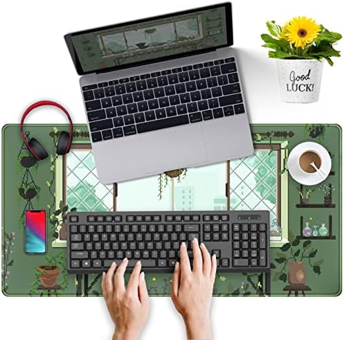Fofo kawaii verde mesa de mesa tapete anime estética mousepad pixel arte xxl grande game mouse mouse laptop teclado tat de tat