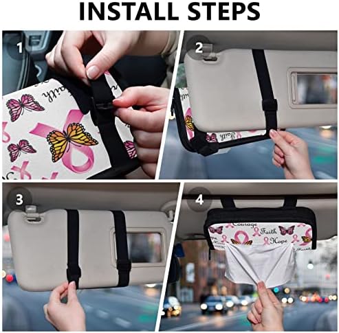 Titular do tecido de carro Faith-ribbons-Butterfly Tissue Dispenser Dispenser Holder Backseat Tissue Case