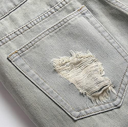 Miashui moderno slim fit slim size shorts casuais masculinos angustiados de jeans de jeans da casa interna