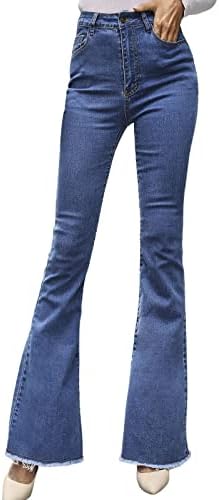 Jeans de bota de bootcut de altura feminino jeans rasgados para mulheres angustiadas calças de pernas largas clássicas calças