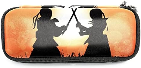 Kendo Master Fight in the Sunset Leature Lápis Saco de caneta com bolsa de artigos de papelaria dupla com zíper para meninos