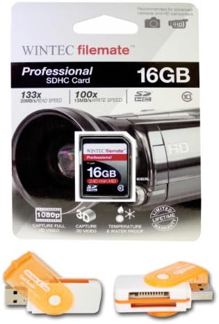 16 GB CLASSE 10 SDHC Equipe de alta velocidade cartão de memória 20MB/s. Cartão mais rápido do mercado para Panasonic Lumix DMC-FX580 DMC-FX60. Um adaptador USB de alta velocidade gratuito está incluído. Vem com.