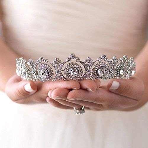 Aukmla vintage Bridal Tiara Royal Bridal Crown Silver Rhinestone Coroa de casamento Antique Capacete de casamento para mulheres