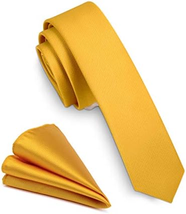 Gusleson Moda 1,58 （4cm） gravata de cor sólida e conjuntos quadrados de bolso para homens + caixa de presente