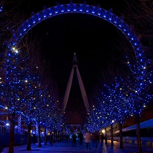 Joomer Blue Christmas Light Light Lights 100ft 300 Luzes de cordas LEDs Luzes de fada externa Twinkle Lights 8 Modos