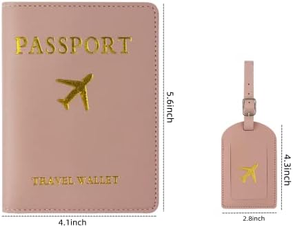 2 peças Passaporte Suporte e 2 peças Tags de bagagem Tags, Passaporte Card de Nome da Tag Coberse de Passaporte Card e Capa de Privacidade, Adequado para viagens A identificação fácil também pode ficar na sua bolsa