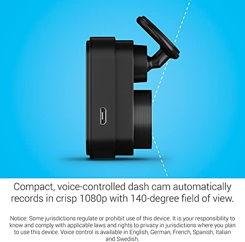 Garmin Dash Cam mini 2, tamanho minúsculo e cabo de alimentação constante, compatível com a câmera Garmin Dash, se encaixa na