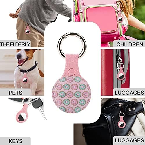 Rosa e azul Donuts Holder para Airtag Key Ring TPU Proteção Caso Localizador de capa Tag para carteira Pets de bagagem