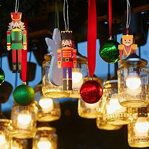 JETEC 20 peças de Natal Ornamento de noz -racha de nozes de madeira quebra -nozes de nutcrackers figuras de ornamento penduradas