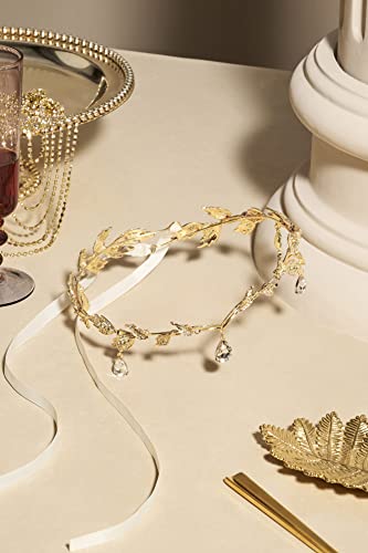 Babeyond Crystal Leaf Casamento Diadema da cabeça da cabeça da cabeça de noiva Banda da testa Rhinestone Bridal Tiara Crown