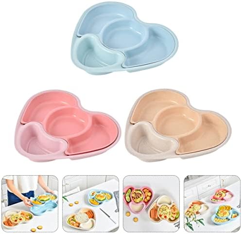 Kisangel 3pcs dividiu pratos de jantar separados Coração Bowl Bowl Crianças Treinando comida Crianças de mesa de mesa