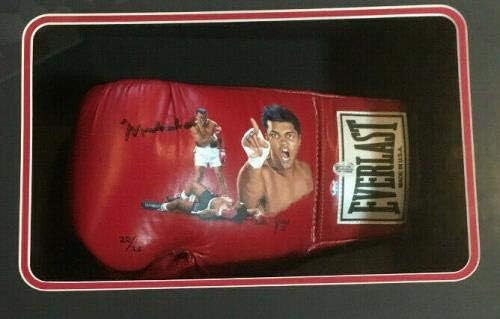 Muhammad Ali assinou Jolene Jessie Painted Boxing Glove Photo Auto OA CoA - luvas de boxe autografadas
