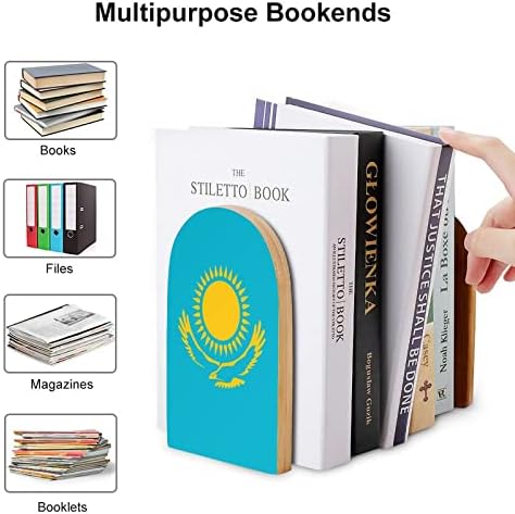 Bandeira do Cazaquistão Livros de madeira de madeira Modern Decorative Bookshelf Book Stopper Desk Shelf Setors de