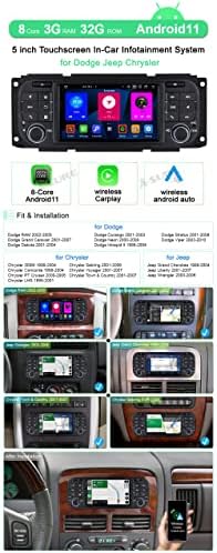 Android 12 3 GB+32 GB Unidade de navegação com tela de toque de carro para Grand Cherokee Wrangler Liberty Dodge Chrysler Radio