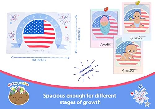 SleepyCookie: Baby Monthly Milestone Blanket | American Flag Edition | 2 quadros | Fleece 60 x40