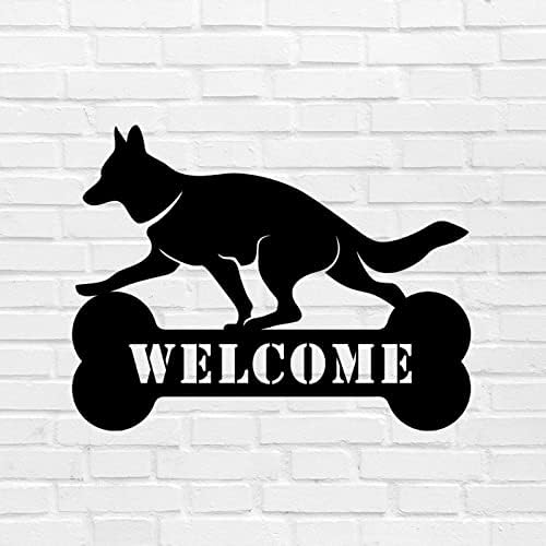 Personalizado qualquer texto de text cão de boas boas -vindas sinal sinal de metal rústico placar de boas -vindas