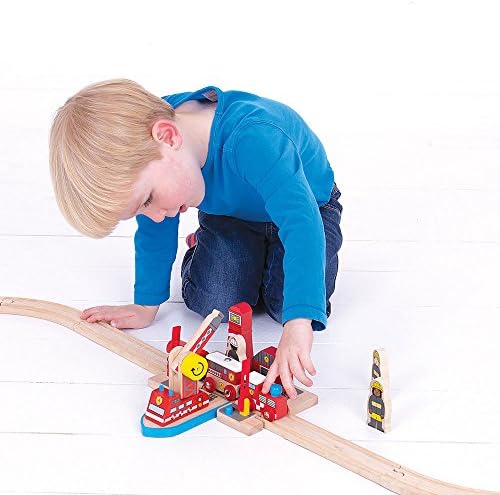 Bigjigs Rail, incêndio e resgate marítimo, brinquedos de madeira, acessórios de trem de bigjigs, brinquedos de veículos