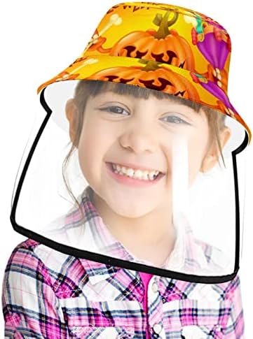 Chapéu de proteção para adultos com escudo facial, chapéu de pescador anti -sun tap, halloween abóbora doce