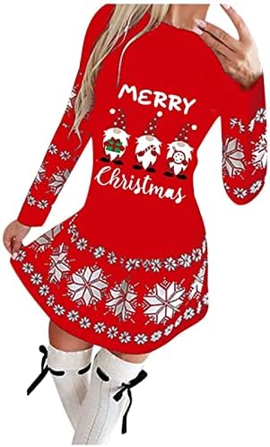 Vestidos de Natal para mulheres Vestido de boneco de neve redondo de tamanho redond