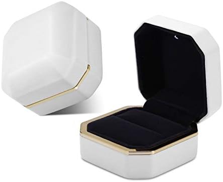 Caixa de jóias scdhzp- caixa de anel de luxo, caixa de jóias de jóias de anel de veludo quadrado com luz LED