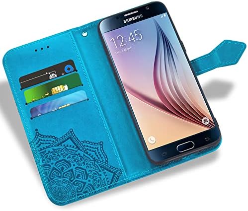 ASUWISH Compatível com o protetor de tela de vidro temperado com gama de vidro temperado com Samsung Galaxy S6 Casos de telefone celular para Glaxay S 6 Gaxaly 6s Galáxias GS6 SM-G920V G920A Mulheres azuis