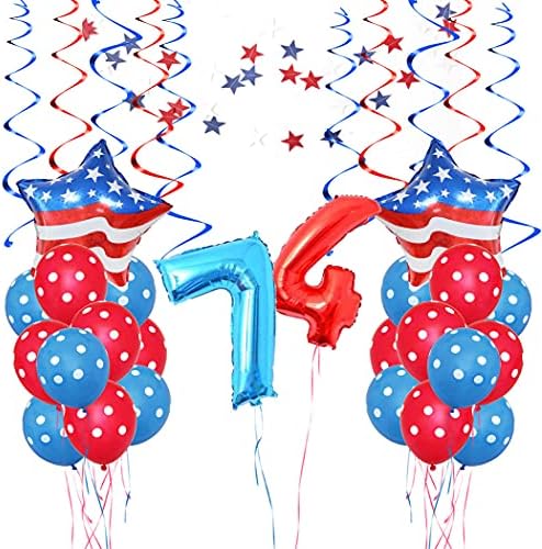 Dzrige 10 peças Balões de festa patriótica, 4 de julho Estrelas de listras Food Balões para o Dia da Independência, Dia do Trabalho,