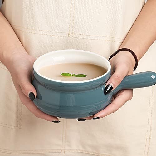 Tigelas de sopa de porcelana de sweejar com alça, 22 oz de miçangas para sopa de cebola francesa, sopa de abóbora,