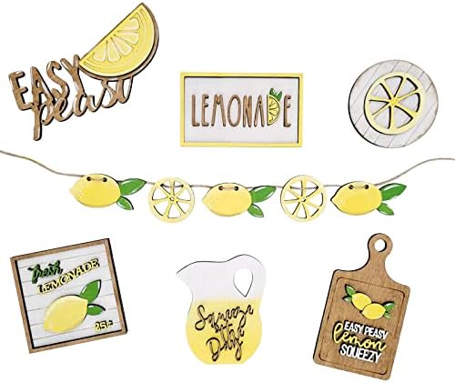 Mini Decorações de estilo estilo graduação rústica Bandeja de verão Decoração de limão Bandeja Sinais
