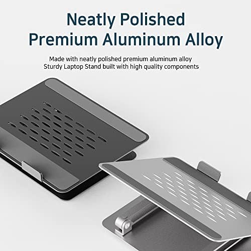 Stand para laptop de alumínio Miak, suporte ergonômico portátil do laptop portátil para mesa, suporte ajustável compatível