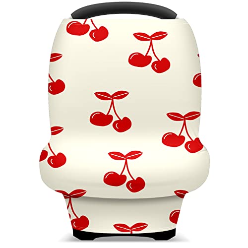 Capas de assento de carro para bebês Cerejas vermelhas Padrão de frutas Cobertura de enfermagem Doce Campo de carrinho