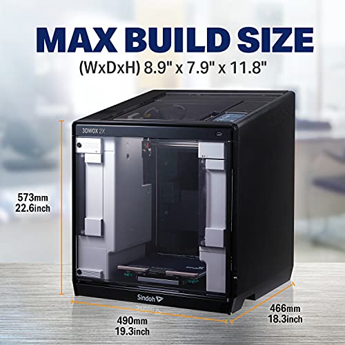 Sindoh - 3d2xq 3dwox 2x impressora 3D, extrusora dupla, Wi -Fi conectado, filtro HEPA, placa de cama de metal flexível
